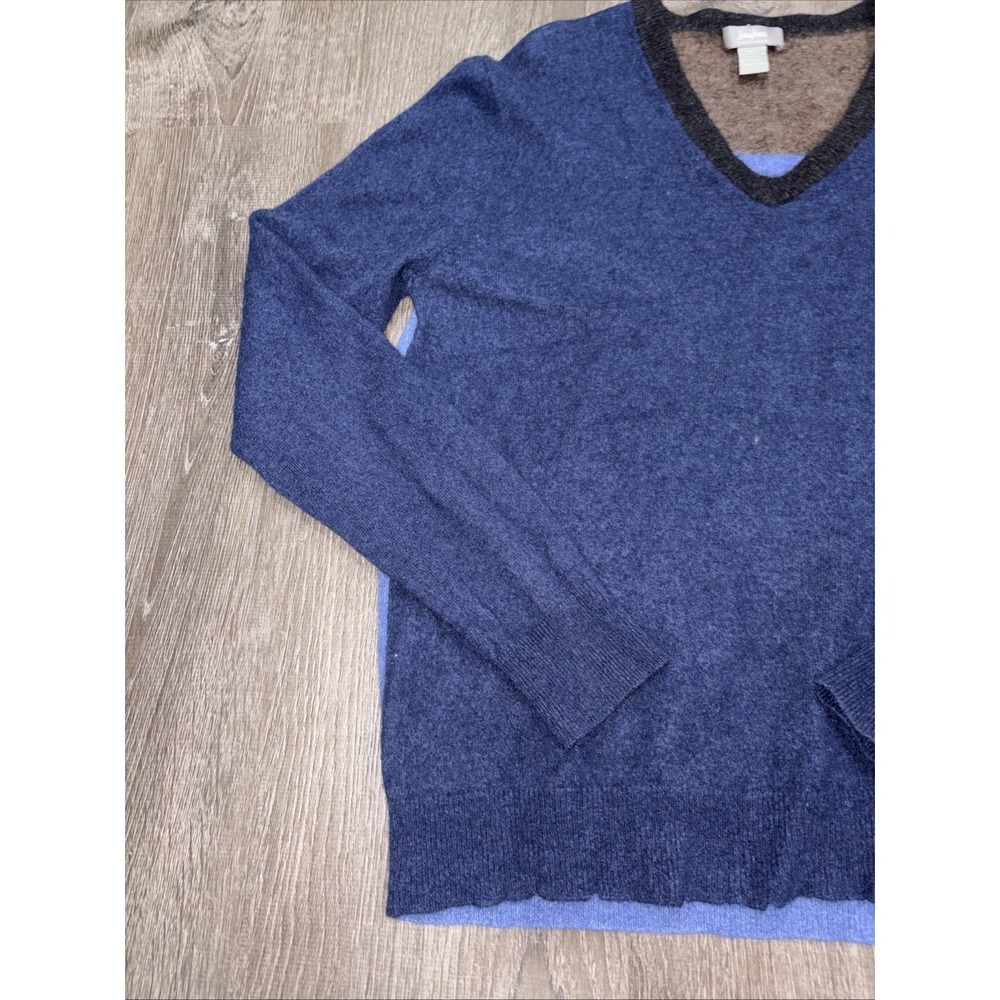Neiman Marcus Cashmere Sweater Mens X-Large Blue Gray Green V-Neck Colorblock - Picture 5 of 12